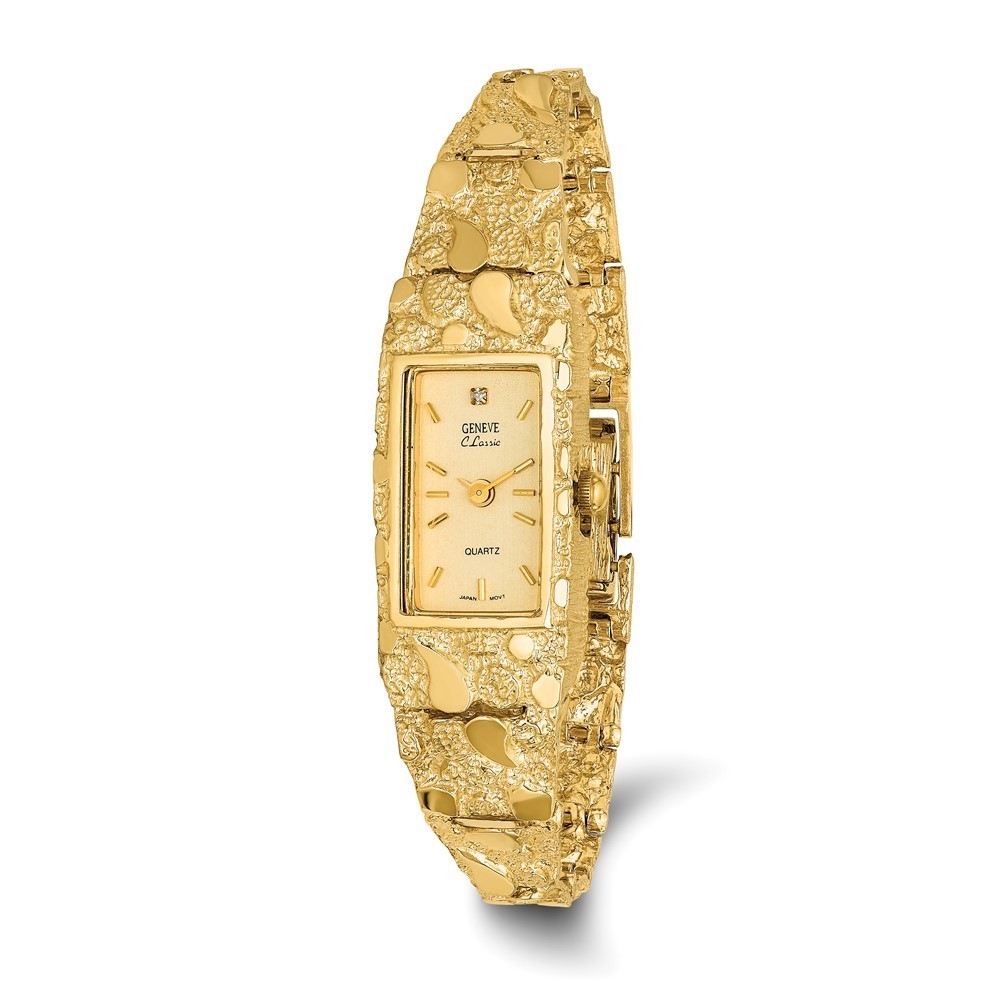 10k Yellow Gold Champagne 15x31mm Dial Rectangular Face Nugget Watch
